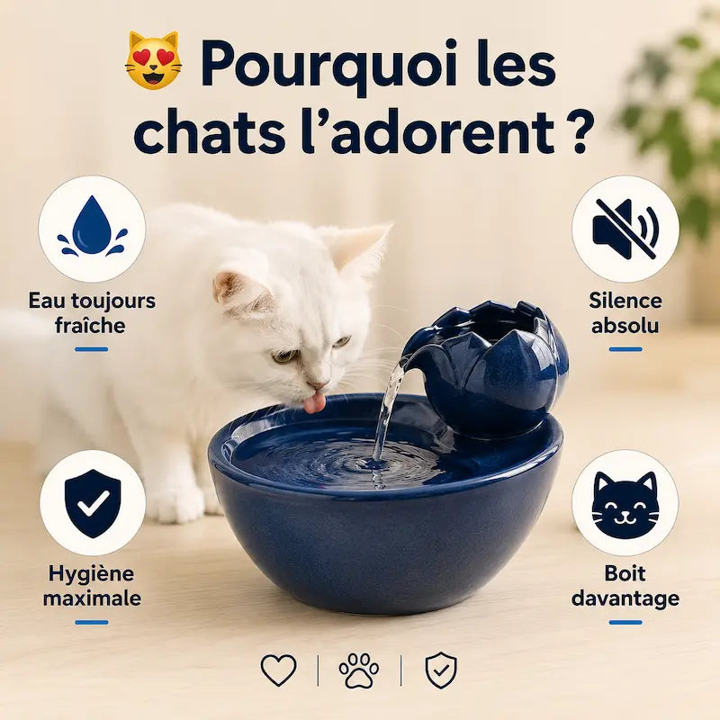Abreuvoir chat céramique
