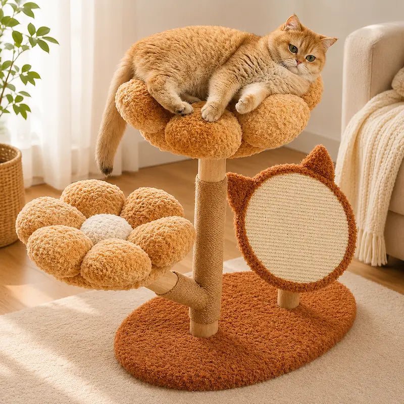 Arbre à chat floral en bois massif - Design | FloraNest