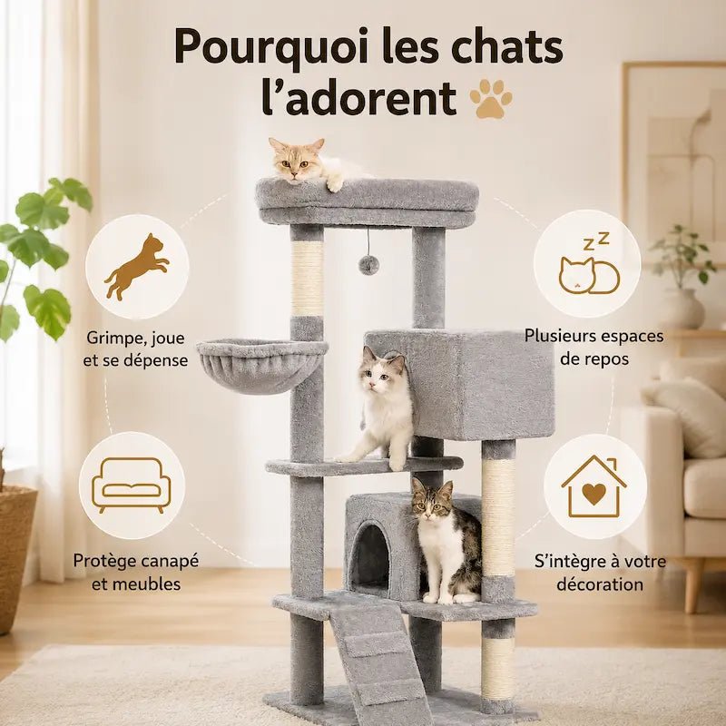 Arbre à chat luxe multi-niveaux – Tour premium | RoyalCat