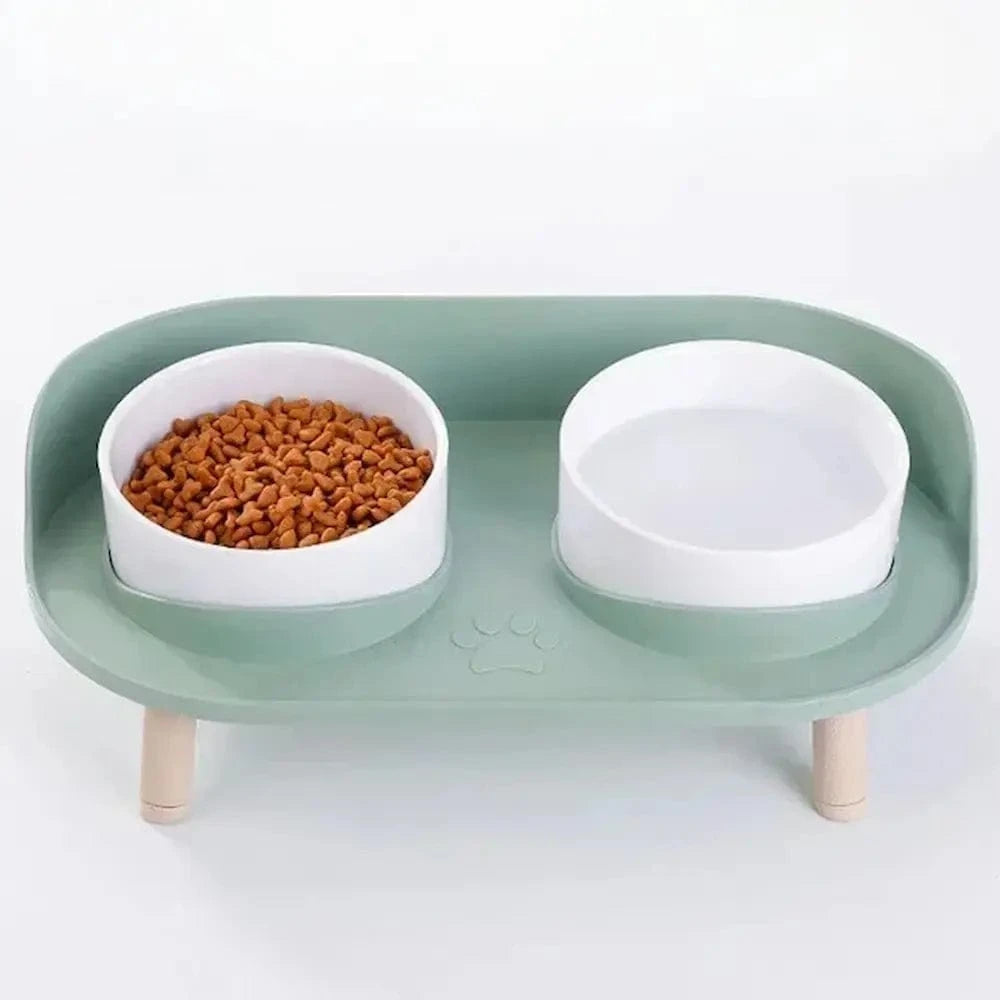 Bol double pour chat - Nourriture + eau sans renversement Griffe d'Amour