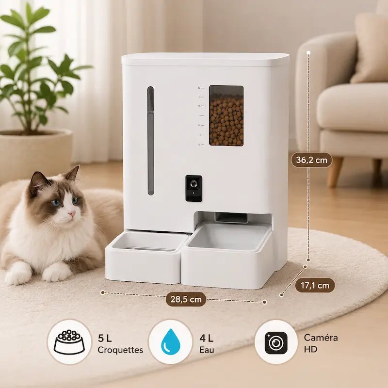 Distributeur automatique eau et croquettes chat - Contrôle à distance | FeedPro