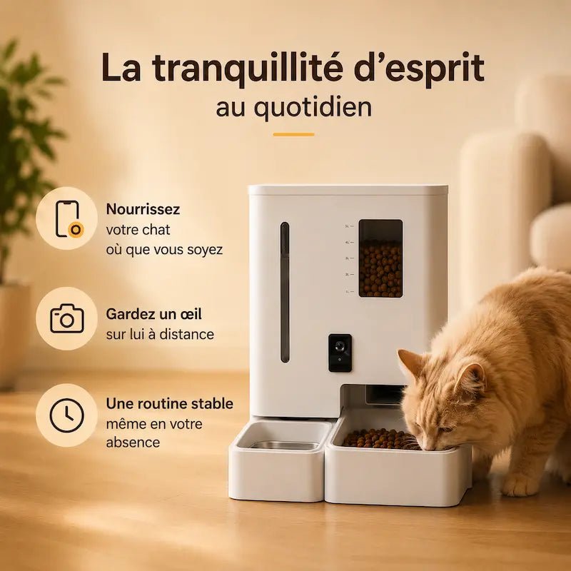 Distributeur automatique eau et croquettes chat - Contrôle à distance | FeedPro