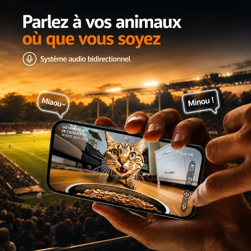 Distributeur de croquettes chat caméra intelligente