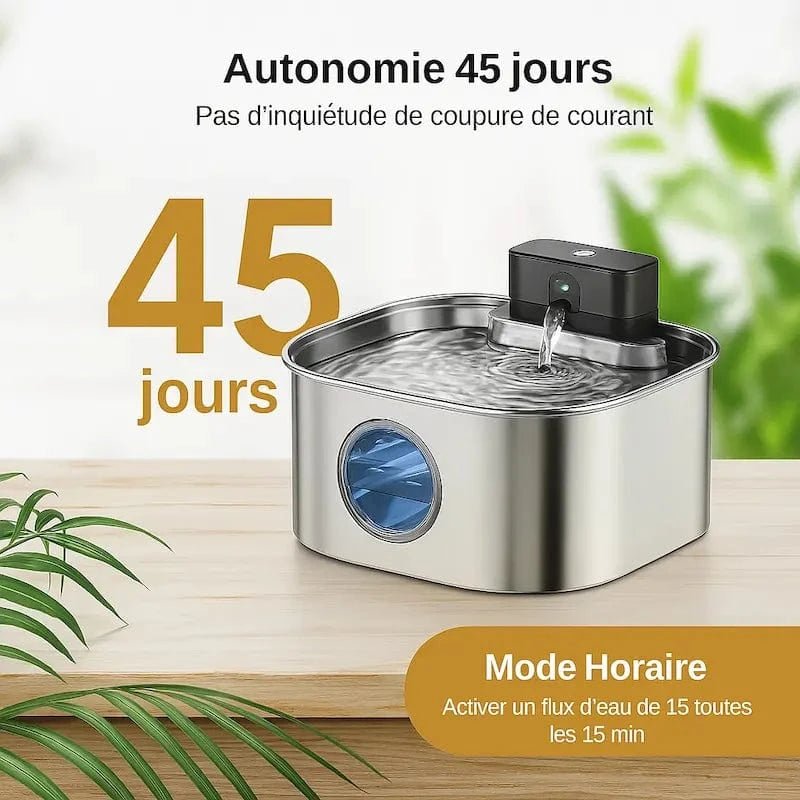 Fontaine à eau chat inox sans fil - Zéro câble, zéro risque | FreeSteel