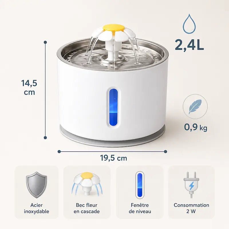 Fontaine à eau design fleur inox - Inox premium | PetalInox