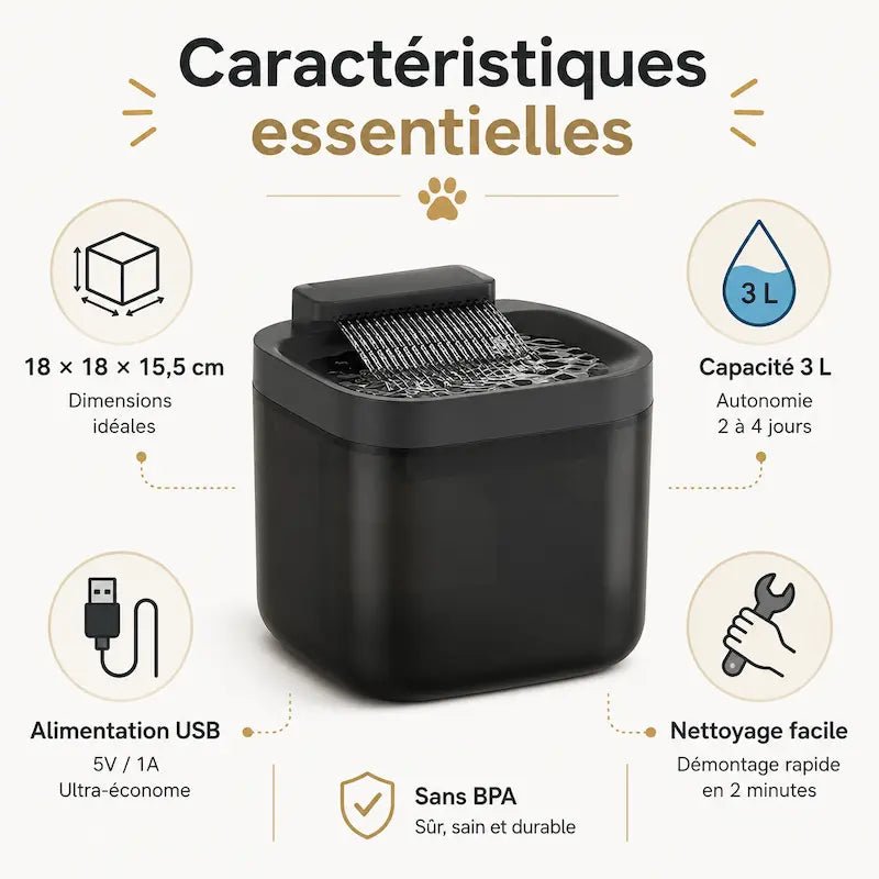 Fontaine eau USB 3L - Silencieuse & stable | FelicityFlow