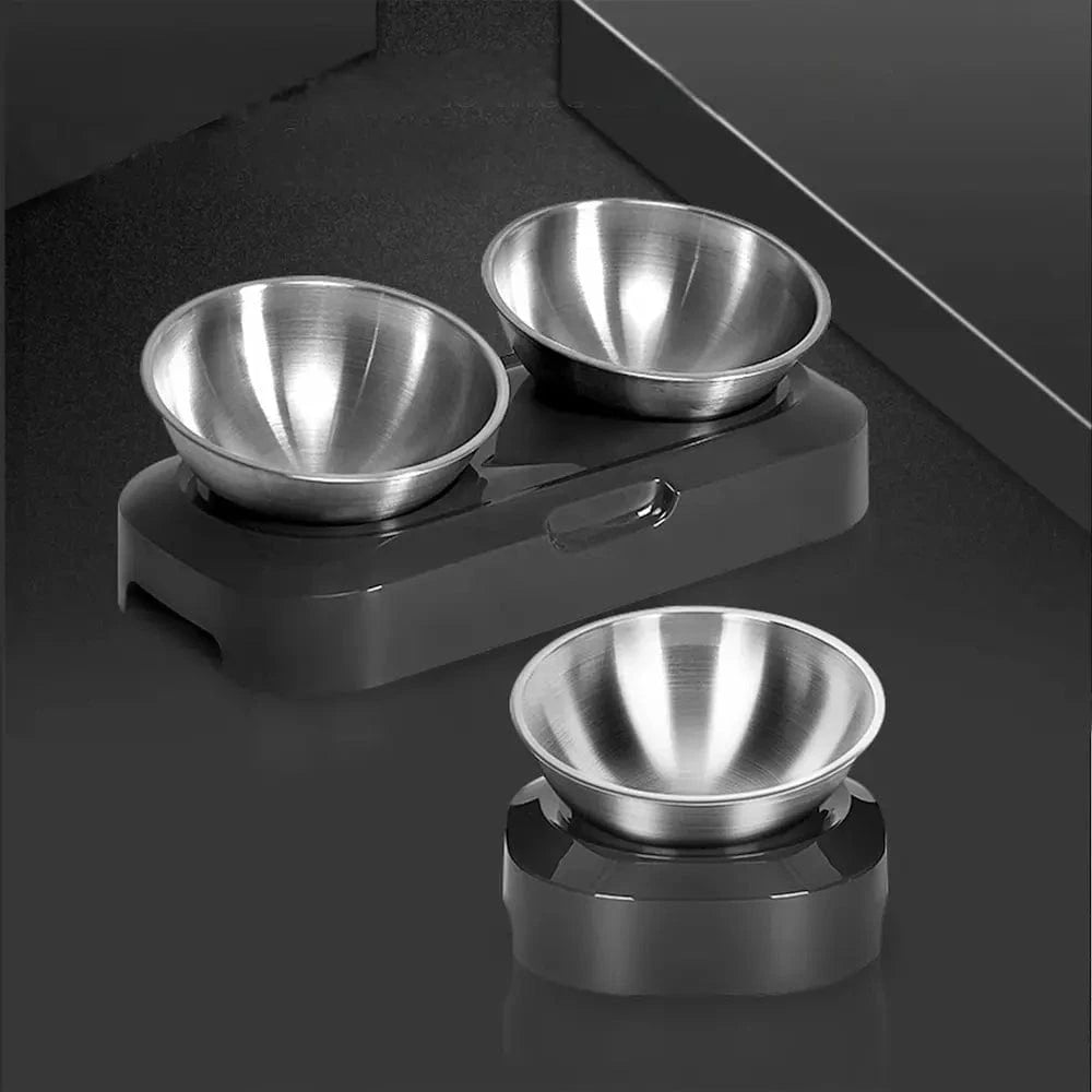 Gamelle chat surélevée inox - Anti-vomissements efficace Griffe d'Amour