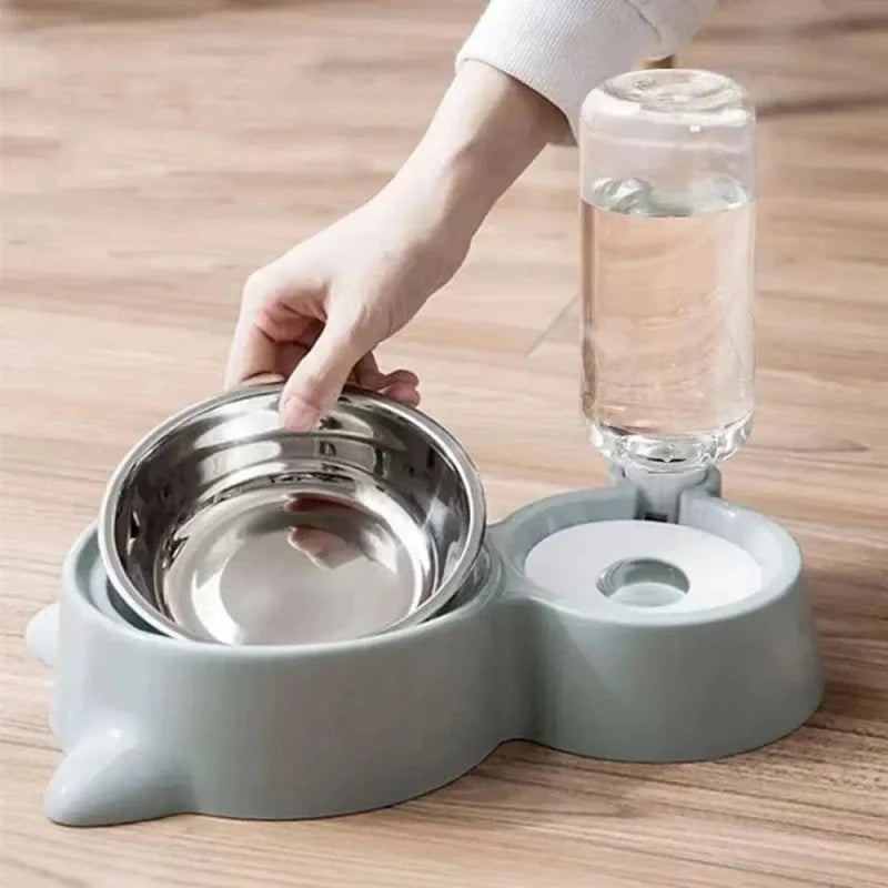 Gamelle croquettes et eau pour chat - Gain de place | CompactDuo