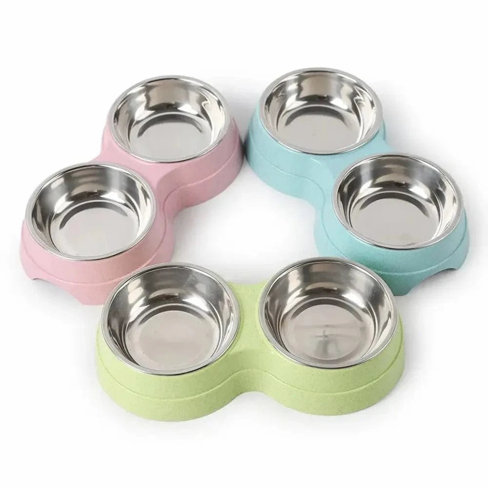 Gamelle double inox chat - Pratique, antidérapante et stable Griffe d'Amour