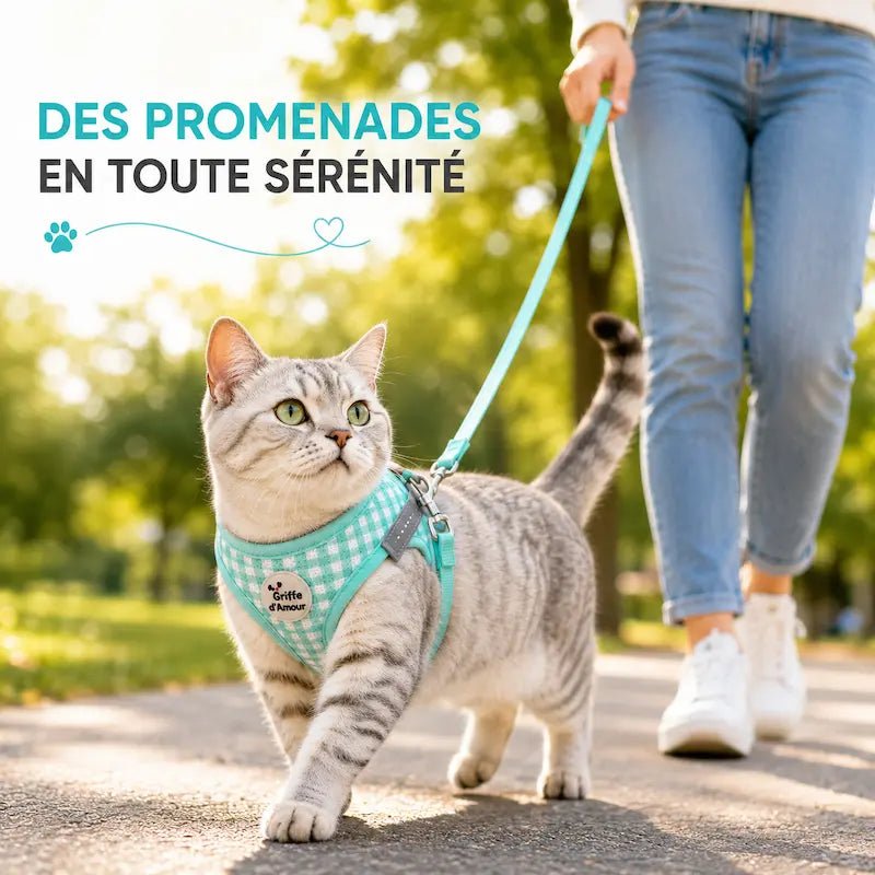 Harnais chat respirant - Anti-fugue léger | PurrBreeze