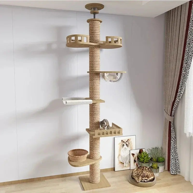 Arbre à chat XXL bois naturel 