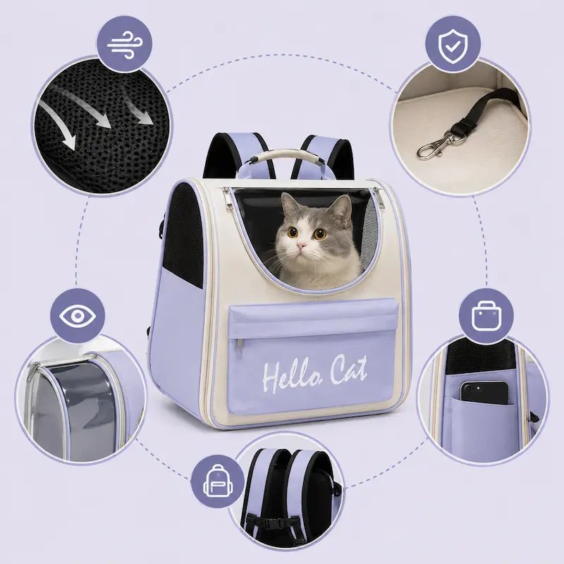 Sac à dos cartable chat - respirant & sûr | Hello Cat